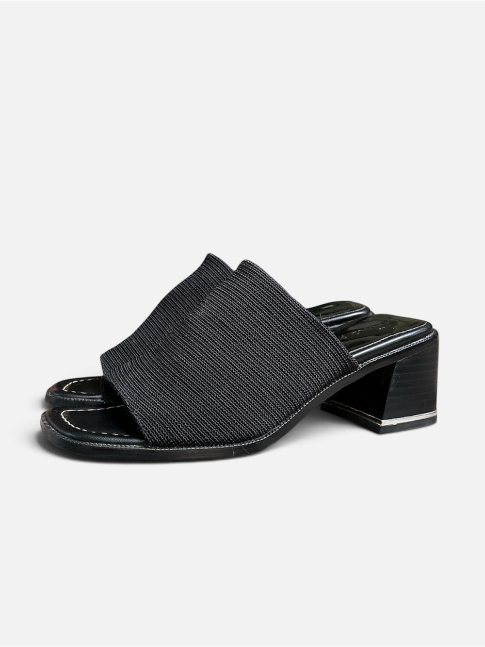 Donald Pliner “Haze” Stretch Fabric Block Heel Sandal/Mule in Black Sz 6 1/2